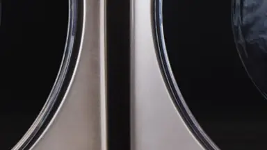The Samsung WF45R6300AV in a laundry room
