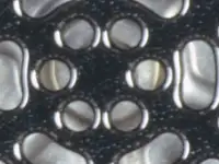 Convection oven cavity with fan in center.