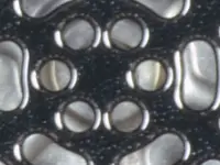 Convection oven cavity with fan in center.