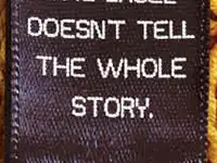 Clothing label stating 