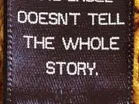 Clothing label stating 
