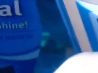 A tub of cleaning supplies