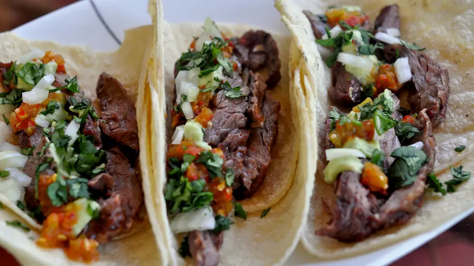 Three Carne Asada tacos