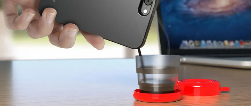 This smartphone case uses a special cartridge to brew coffee.