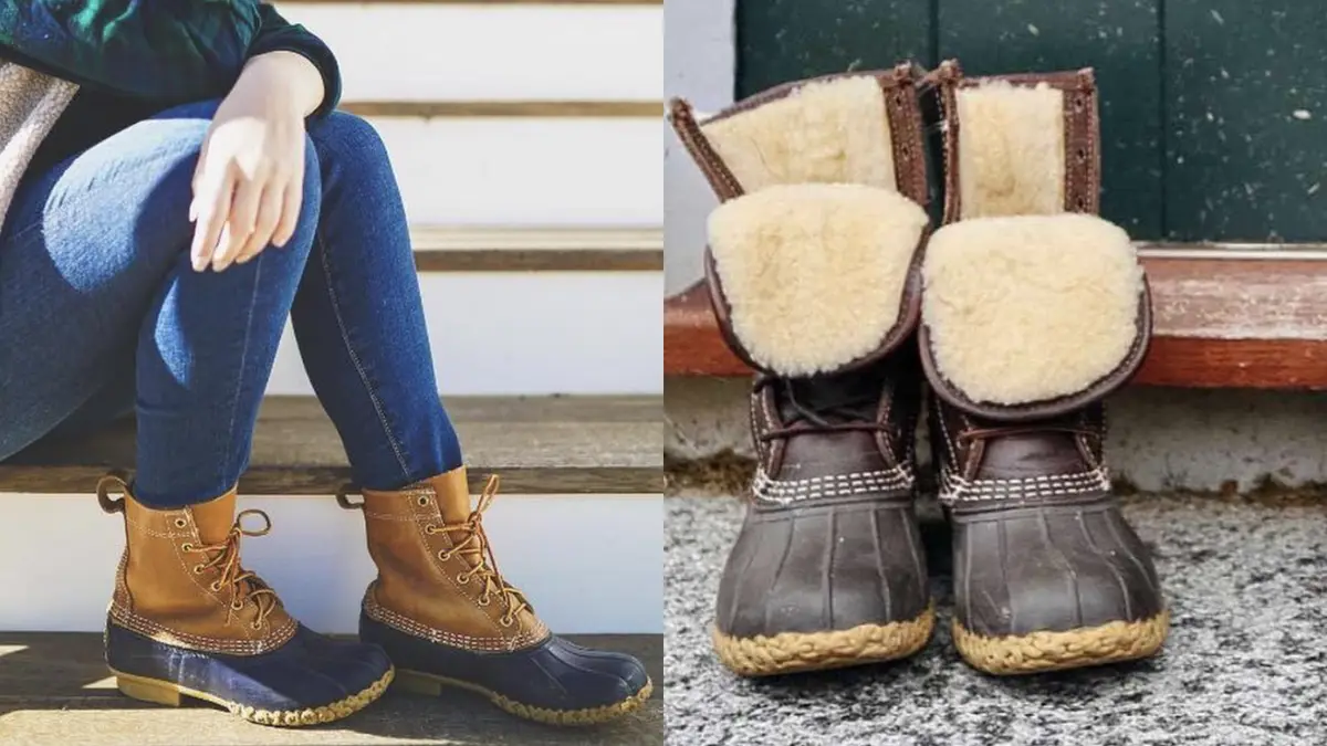 L.L. Bean Brown and Cream Shearling-Lined Wedge Zip Boots Men main image 3
