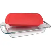 Product image of Pyrex Easy Grab 3-Quart Glass Baking Dish with Red Lid