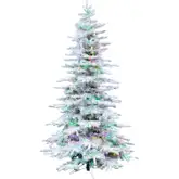 Product image of Fraser Hill Farm Flocked Mountain Pine Dual Multi-Color & Warm White LED, 7.5'