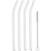 Product image of Hummingbird Glass Straws Clear Bent 9" x 9.5 mm