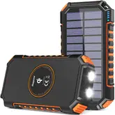 Product image of Riapow Portable Solar Charger with LED Flashlight