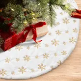 Product image of  White Plush Sequin Snowflake Christmas Tree Skirt