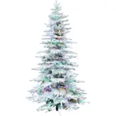Product image of Fraser Hill Farm Flocked Mountain Pine Dual Multi-Color & Warm White LED, 7.5'