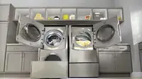 The LG WM9000HVA front load washer DLEX9000V dryer.