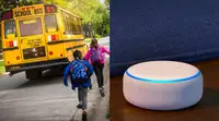 Kids on school bus and Echo Dot