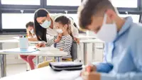 Kids at school with masks