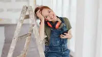 Woman renovating home