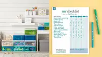 The Container Store drawers and Erin Condren checklist