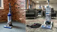 Vacuum next to carpet cleaner