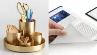 Left: Gold Desk Organizer; Right: Literature Mousepad