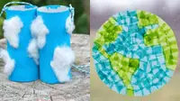 Two projects made from recycled materials. A pair of cardboard binoculars and a paper suncatcher.