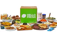 Assorted pantry, food, and other snack items on a white background.