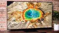 The 55-inch Samsung S95B QD-OLED displaying 4K/HDR content in a living room setting