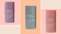 three cleo + coco deodorant in various colors