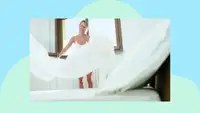woman making a bed