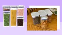 Clear storage containers with food inside.