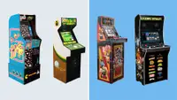 A collage of arcade cabinets.