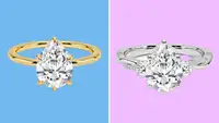 2 diamond rings in white and yellow gold