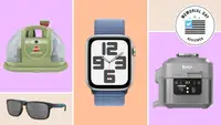 A collage on discounted items with the Memorial Day Reviewed badge in front of colored backgrounds.