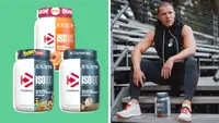 49ers running back Christian McCaffrey and Dymatize protein powder