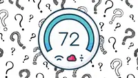 A drawing of a thermostat over a question mark patterened background