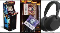 Mortal Kombat arcade game, Harry potter soap, and Sony headphones