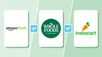 Amazon Fresh vs Whole Foods vs Instacart logos