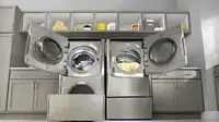 The LG WM9000HVA front load washer DLEX9000V dryer.