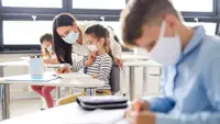 Kids at school with masks