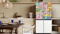 A Samsung and Andy Rementer BESPOKE 4-door refrigerator collaboration.