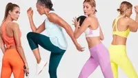 Women wearing athleta leggings