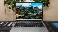 Laptop open on a desk
