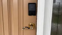A smart lock on a front door