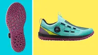 Product shot of the teal, pink, purple and yellow Saucony Switchback 2 shoe.