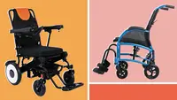 Hover and strongback chairs on a colorful background