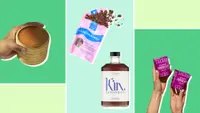 Variety of different brands of adaptogens on a green background