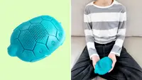 On the left is the Zenimal Kids 2.0 and on the left is a child sitting, holding the Zenimal Kids. 2.o