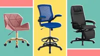 Photo collage three different office chairs for those with ADHD.