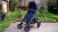 The Uppababy Vista V2 stroller outside.