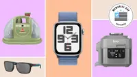 A collage on discounted items with the Memorial Day Reviewed badge in front of colored backgrounds.