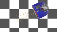 The Dyson Vis Nav sucks up graphic crumbs on a graphic checkerboard floor