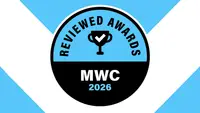 Circular badge for the Reviewed Awards: Mobile World Congress 2026 on a blue and white background